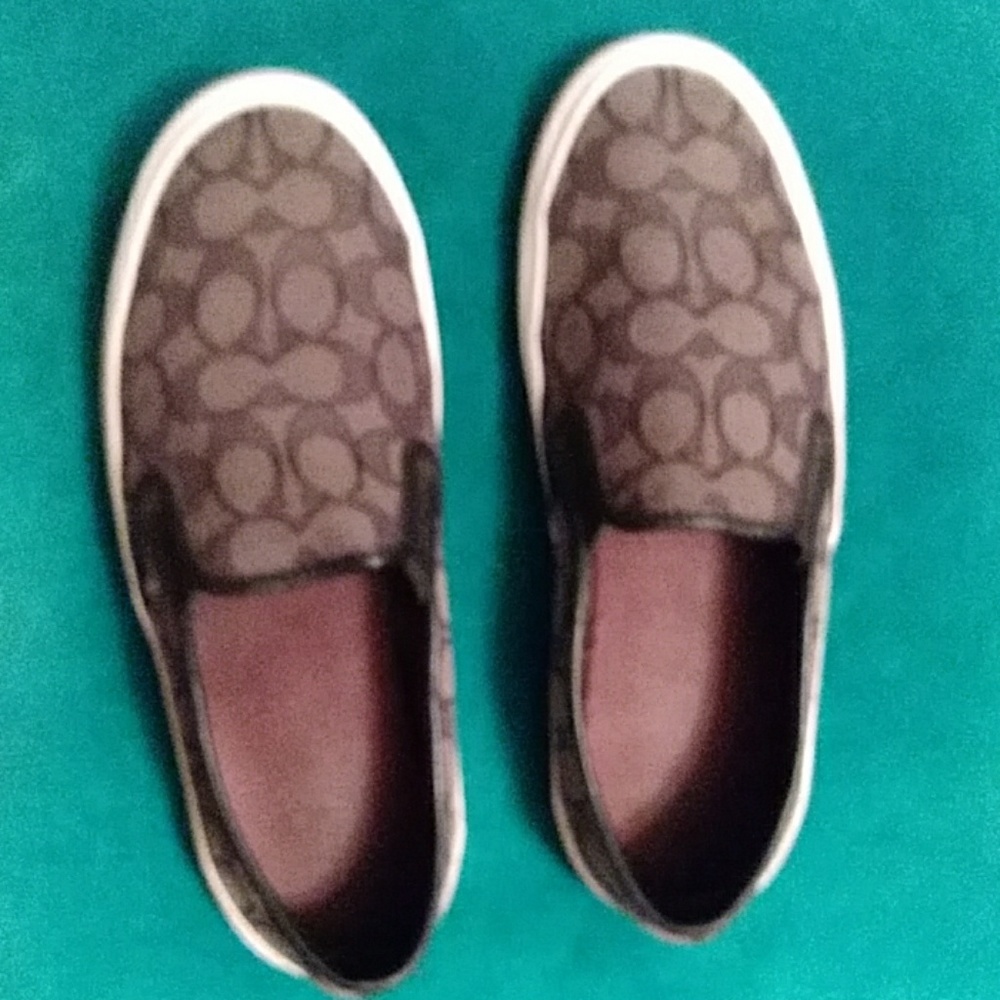 Women's gray n black Slip ons